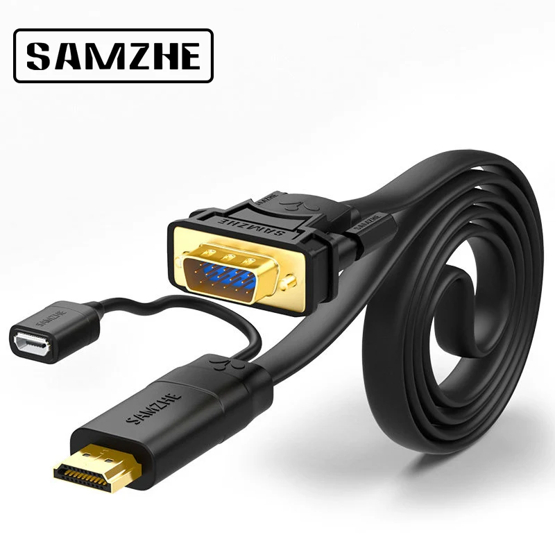 Кабель SAMZHE с HDMI на VGA кабель передачи видео со штыревыми соединителями обоих