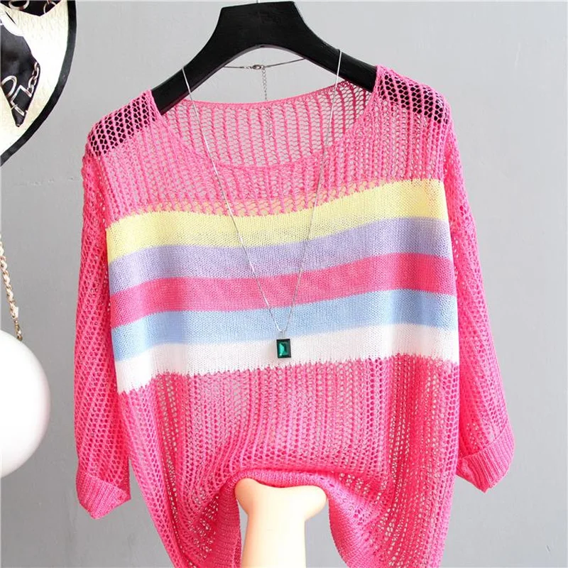 Белый весенне-осенний сексуальный свитер Женский вязаный в полоску пуловеры
