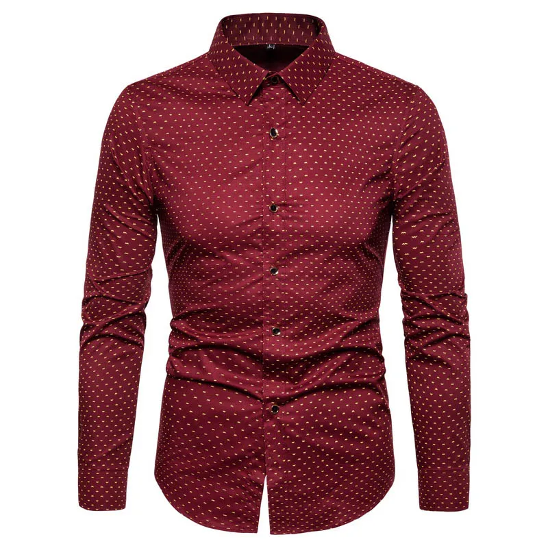 Модная брендовая рубашка, мужские рубашки, хлопок, 5xl, высокое качество, длинный рукав, облегающая уличная одежда, высший сорт, повседневная мужская одежда - Цвет: Красный