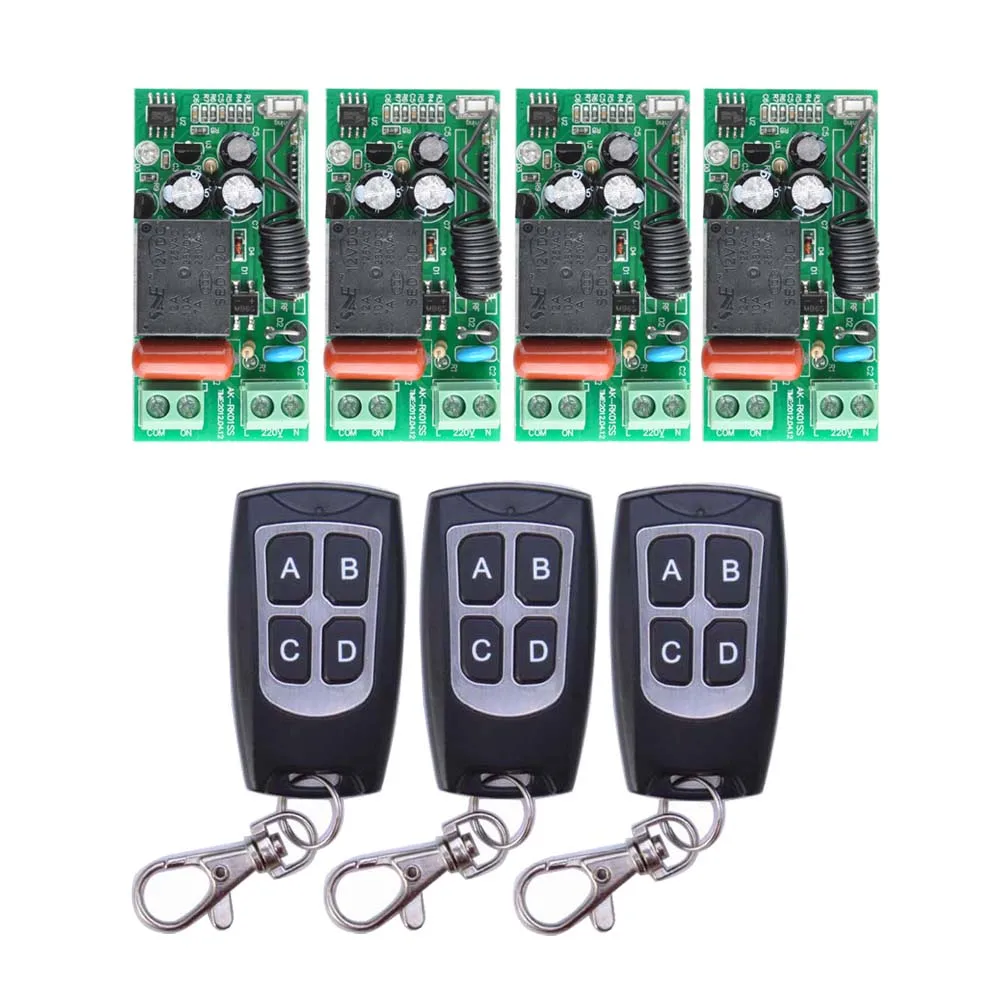 Беспроводной Выключатель с дистанционным управлением 4 приемника + 3 передатчика