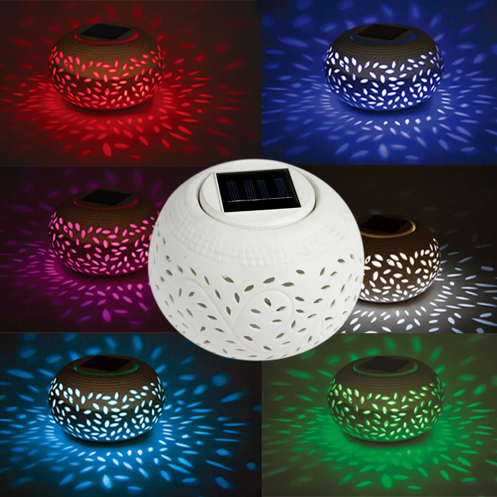 AIMIHUO LED ceramic Solar night light decorative household garden lamp Colorful energy-saving hollow solar table | Освещение