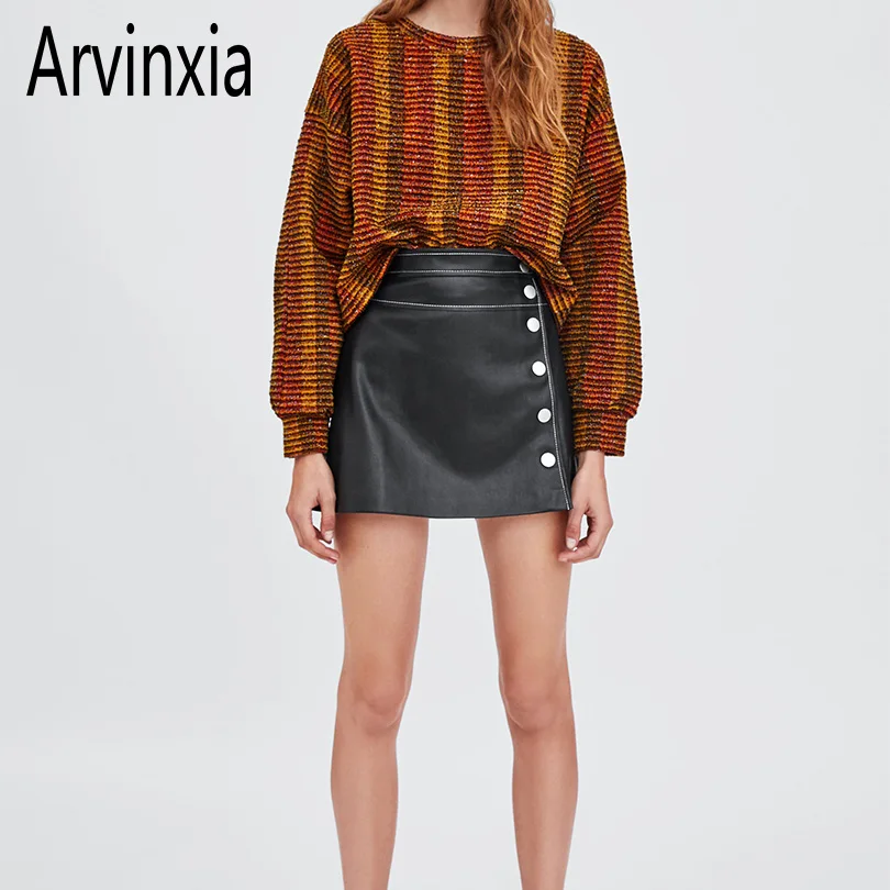 Arvinxia ZA повседневные однотонные прямые женские юбки с высокой талией новые