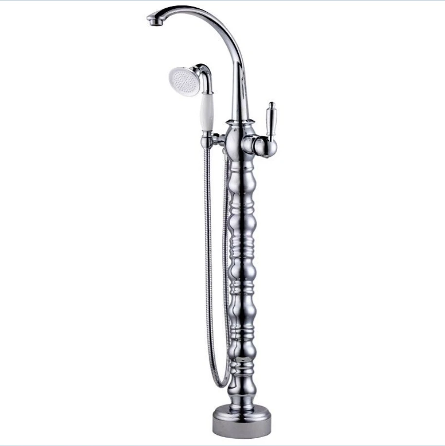 

Floor Mount Freestanding Clawfoot Bathtub Filler Faucet Hand Shower Chrome Sprayer Mixer Set 026