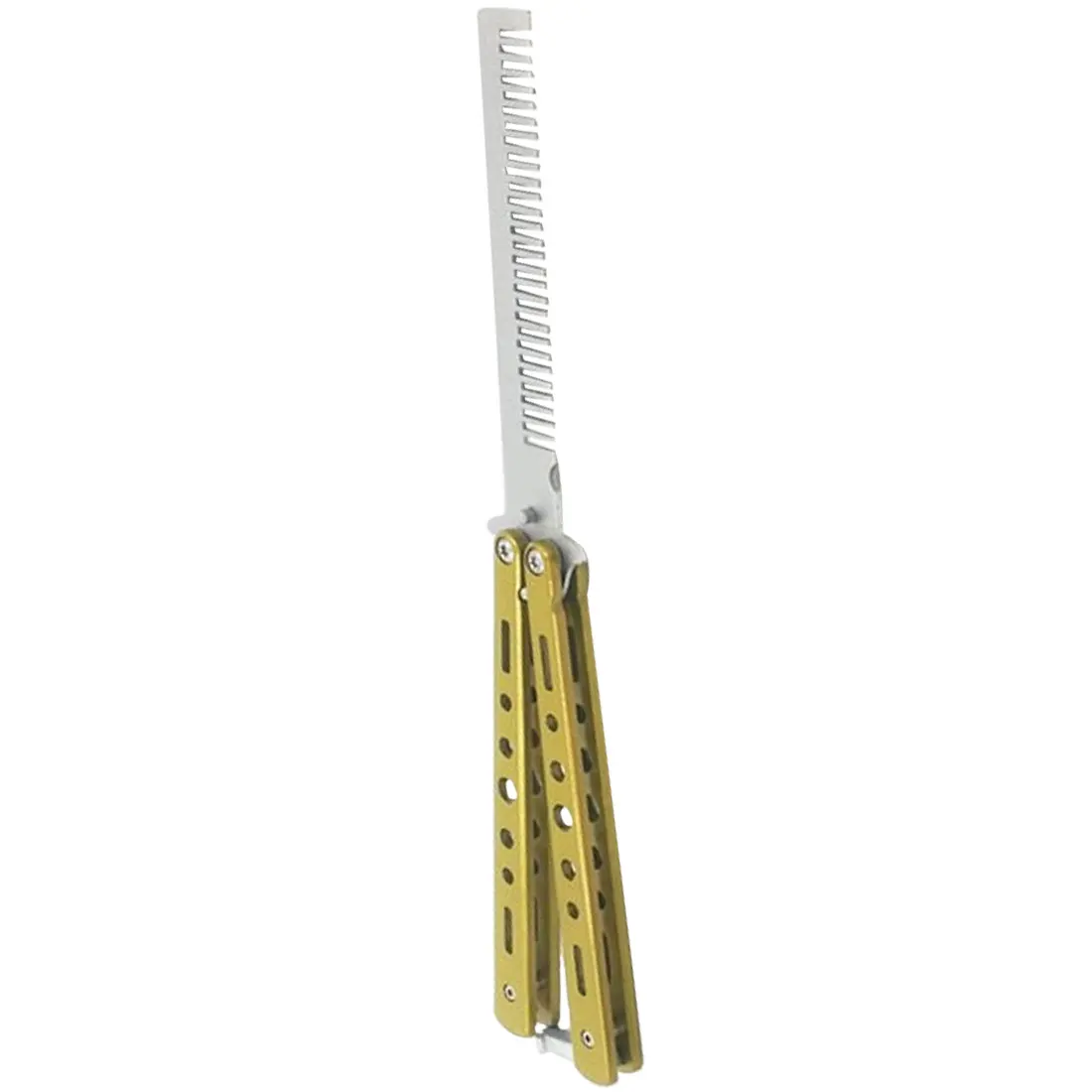 Складной нож из нержавеющей стали для Balisong, тренировочный нож с тупым лезвием в стиле бабочки - Цвет: gold comb