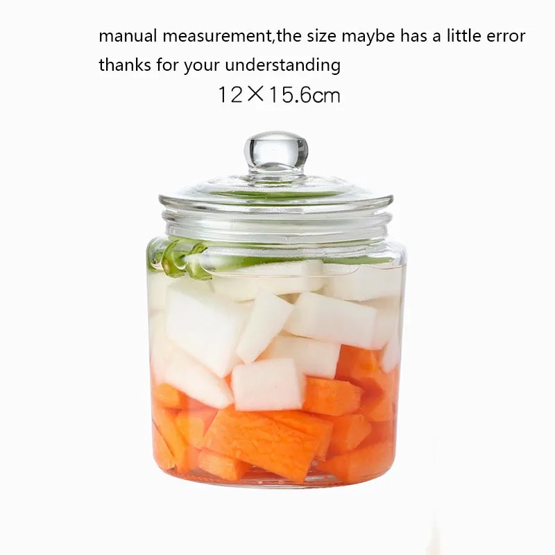A Прозрачная утолщенная стеклянная банка Kimchi для домашнего уплотнения, банки для соленья с комплект крышек, баночки для хранения сухофруктов и орехов, емкости для конфет, кухонные аксессуары - Цвет: A