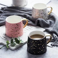 gold plated glitter ceramic mug with golden handle morning milk coffee tea cup black pink white couple gift household 350ml 1pcs