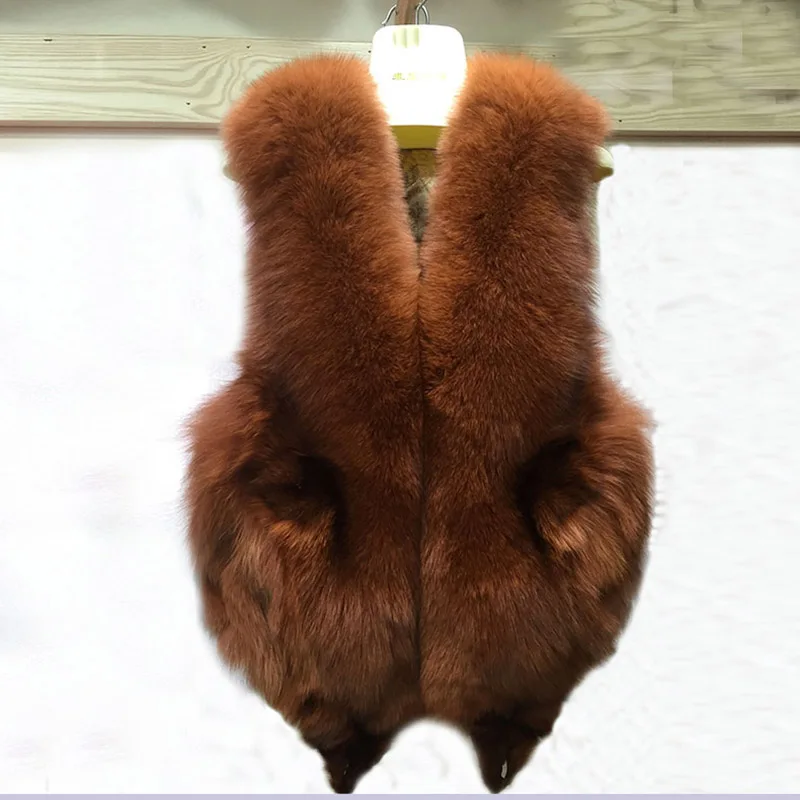 2018 new whole leather fur vest female fox head coat | Женская одежда