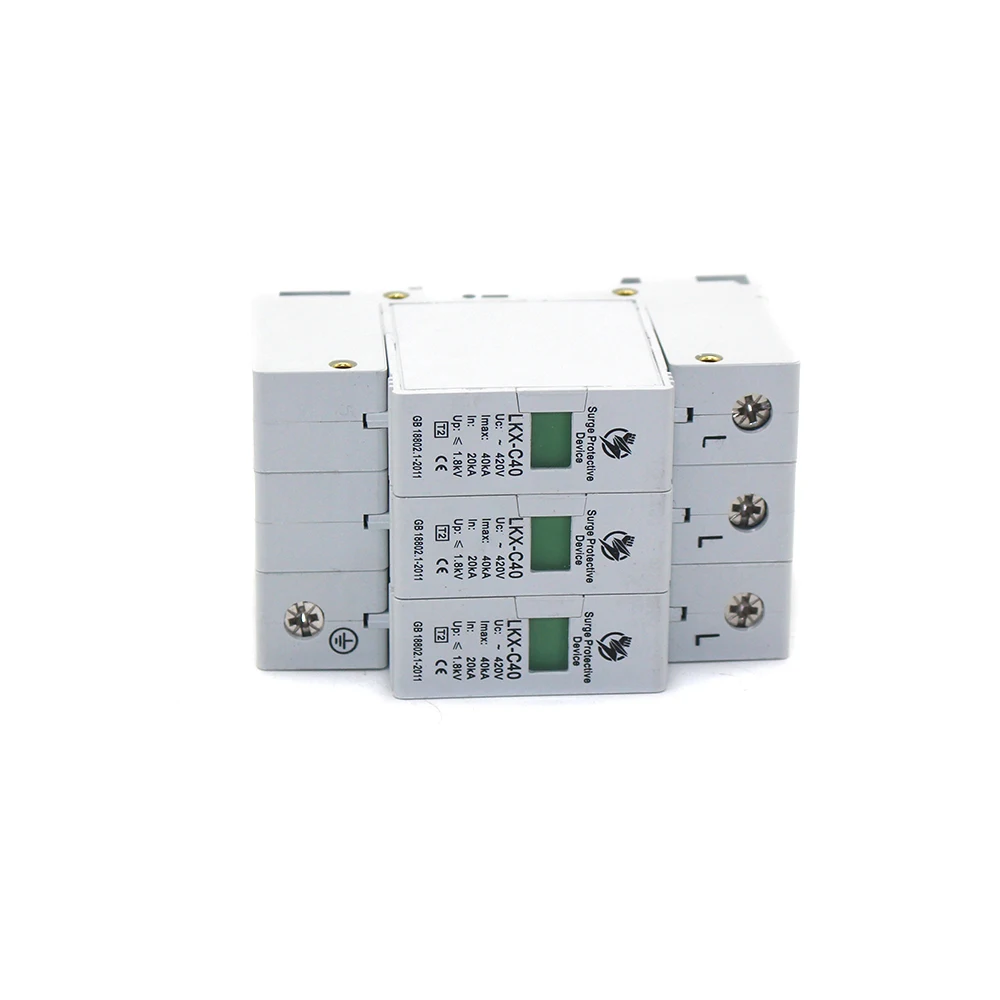 Hot sale C40-3P 20KA~40KA ~275V AC SPD House Surge Protector Protective Low-voltage Arrester Device 2P+N Lightning protection |