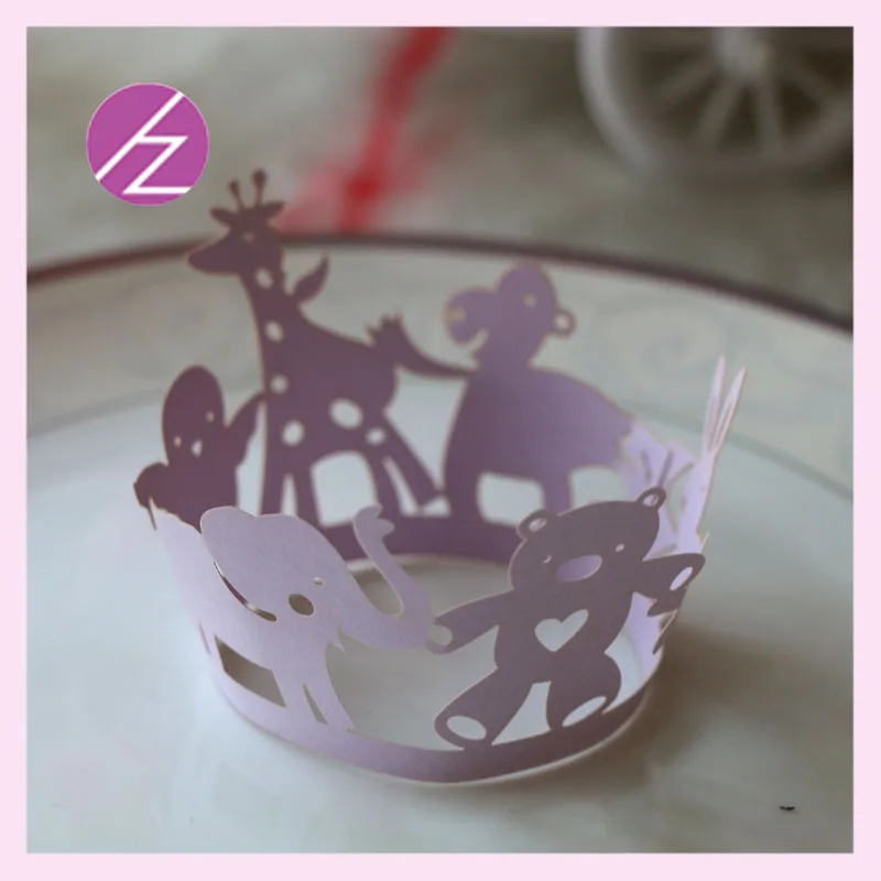 50pcs Cute Giraffe Elephant Bear Pattern Cupcake Wrapper Baby Shower Decorations Laser Cut Carved Paper Cup Party Favor | Дом и сад