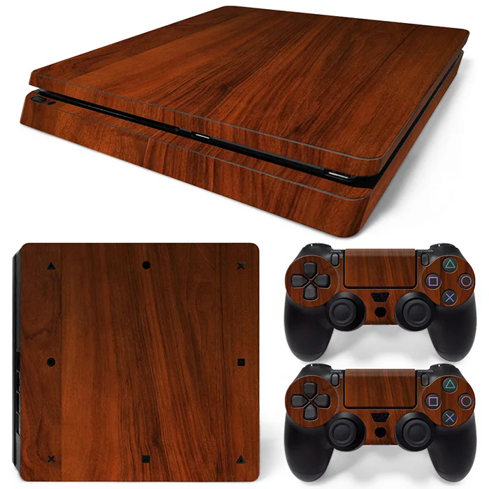 Профессиональная игровая станция 4 тонкие игры хост скины зеленый деревянный контроллер зерна наклейки с крышкой для Playstation 4 тонкий игровой PSlim-081