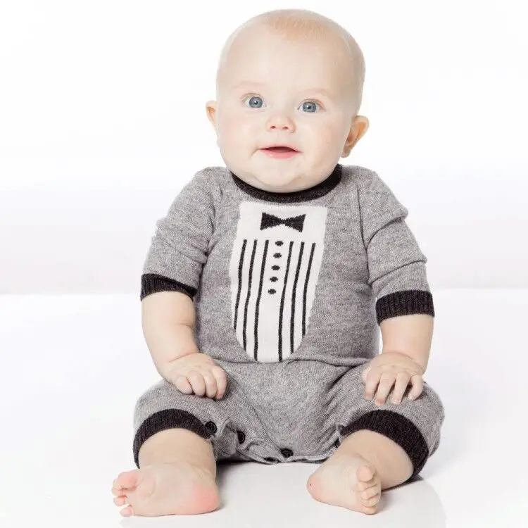 Новый джентльменский трикотажный комбинезон из 100% хлопка джемпер для