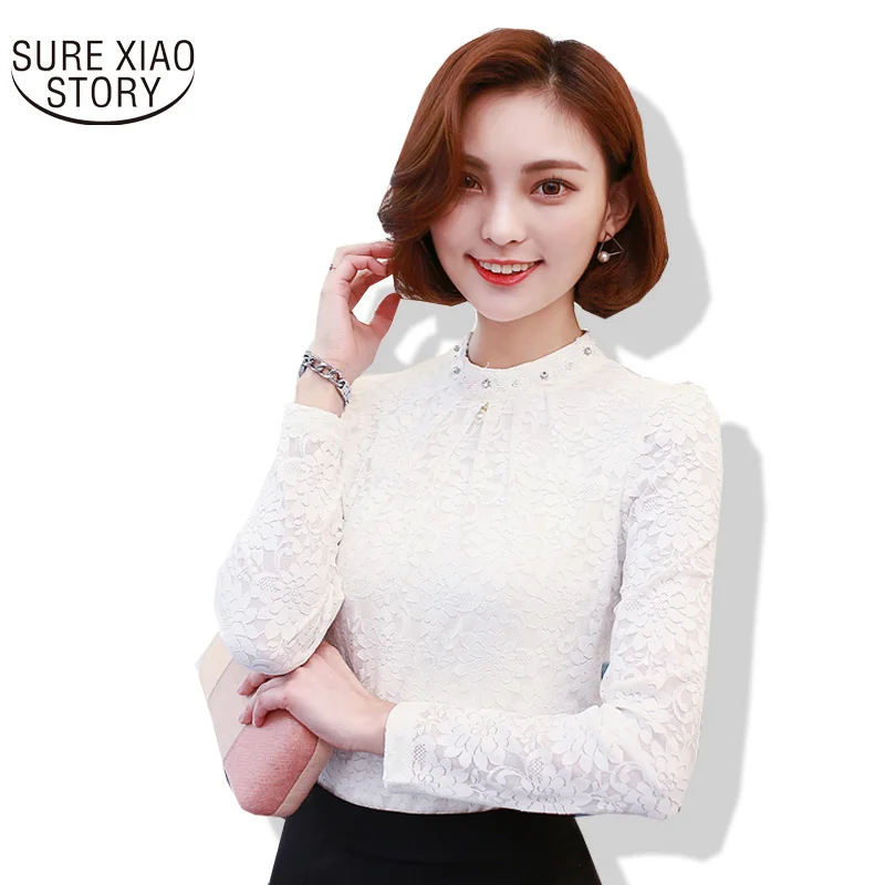Новое поступление 2019 весенне осенняя Женская Свободная Кружевная блуза с