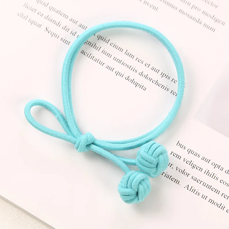 5pcs light blue 5 шт. ручной работы двойной узел корейский цвет эластичные резиновые ленты Головные уборы для женщин девочек конский хвост галстук резинка для волос Веревка Аксессуары для волос - Цвет: 5pcs light blue