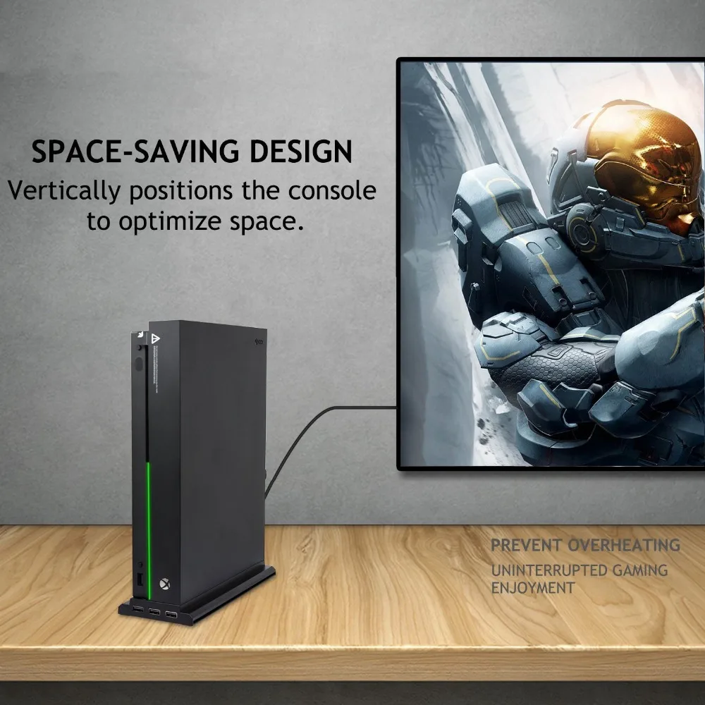Вертикальная подставка с охлаждающим вентилятором для Xbox One X 3 Порты usb и свет бар