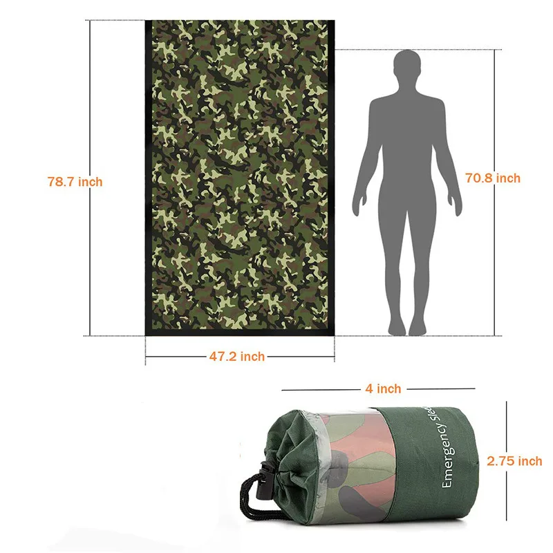 Camouflage Открытый аварийный спальный мешок для выживания Портативный водонепроницаемый многоразовый одеяло Кемпинг Туризм спасательное термальное одеяло - Цвет: Camouflage