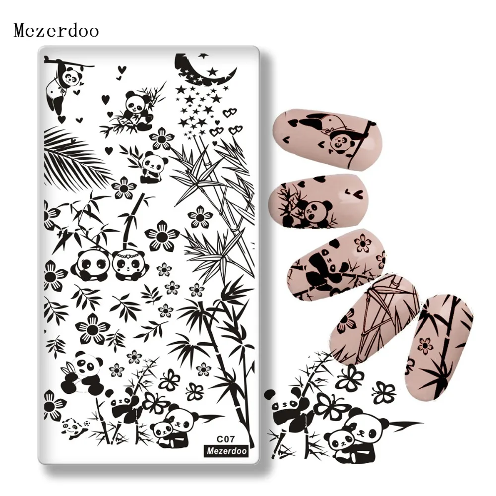 Пластина для маникюра шаблонные штампы пластин с геометрическим рисунком панды