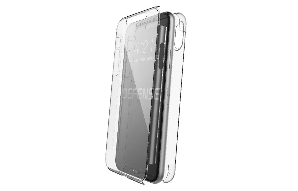 X-дориа обороны 360 чехол для Apple IPhone x 0.6 мм Ультра silime PC В виде ракушки+ полный охват защиты жесткий корпус
