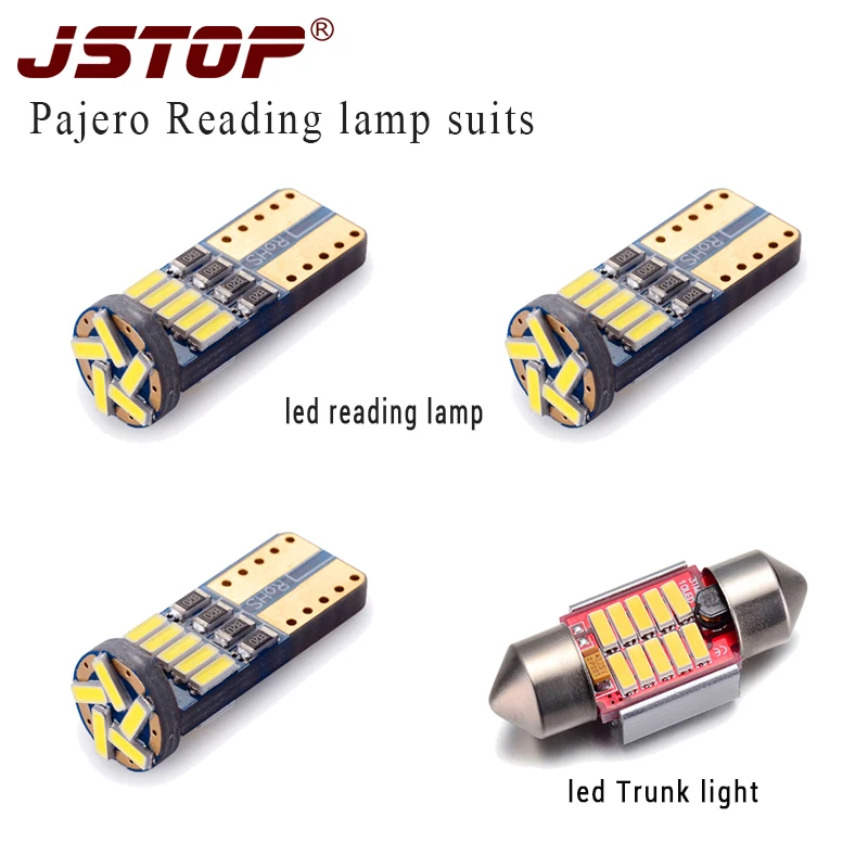 

JSTOP 4pcs/set Pajero reading lights T10 led W5W 31mm canbus lamp C5W Trunk light 4014SMD led 12V festoon canbus reading bulbs