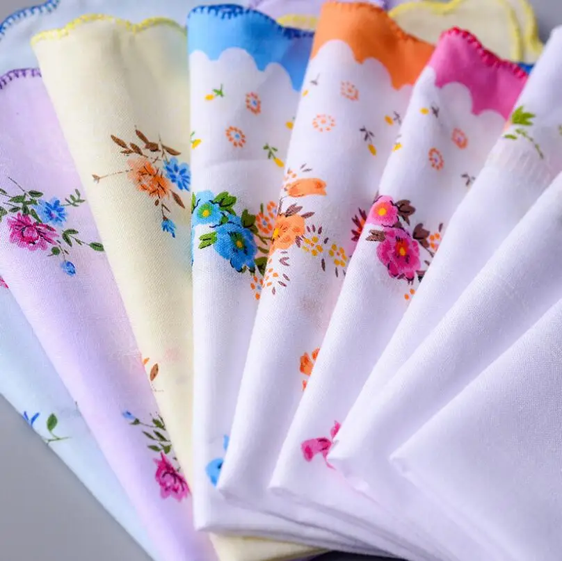 100% хлопок платок дамы Цветочный партия Декор ткань салфетки Винтаж Hanky Оман