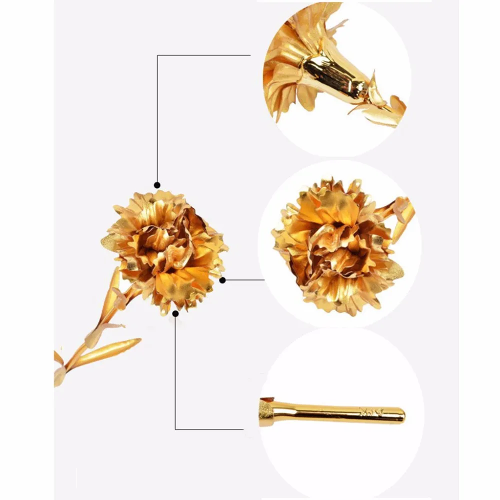 

Gold Foil Carnation Mother's Day Valentine's Day Gift Present Best Choice For Mom Gifts Birthday Wedding Home Decor Present #007