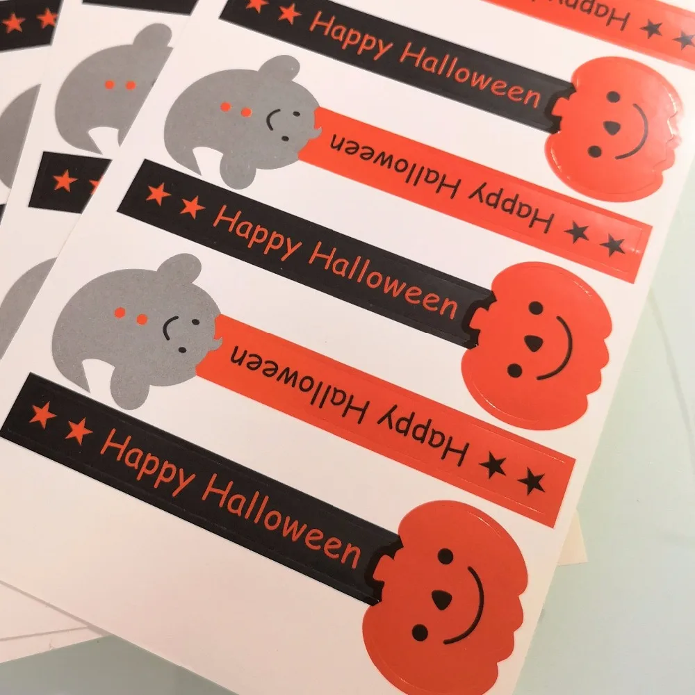 

4800pcs 9.5x3cm HALLOWEEN PUMPKIN AND GHOST sealing label sticker, Item No. FE20