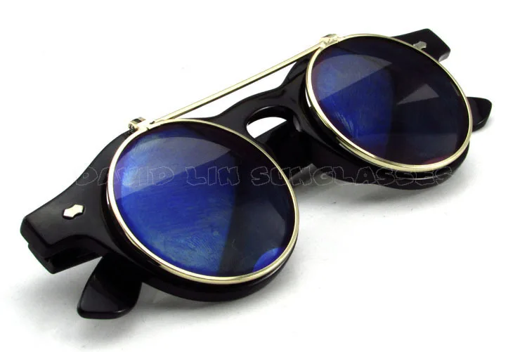 50pcs/lot DHL Free shipping Vintage Steampunk Sunglasses Costume Geek Doctor Style Round Circle Clamshell Flip Up oculos Eyewear |