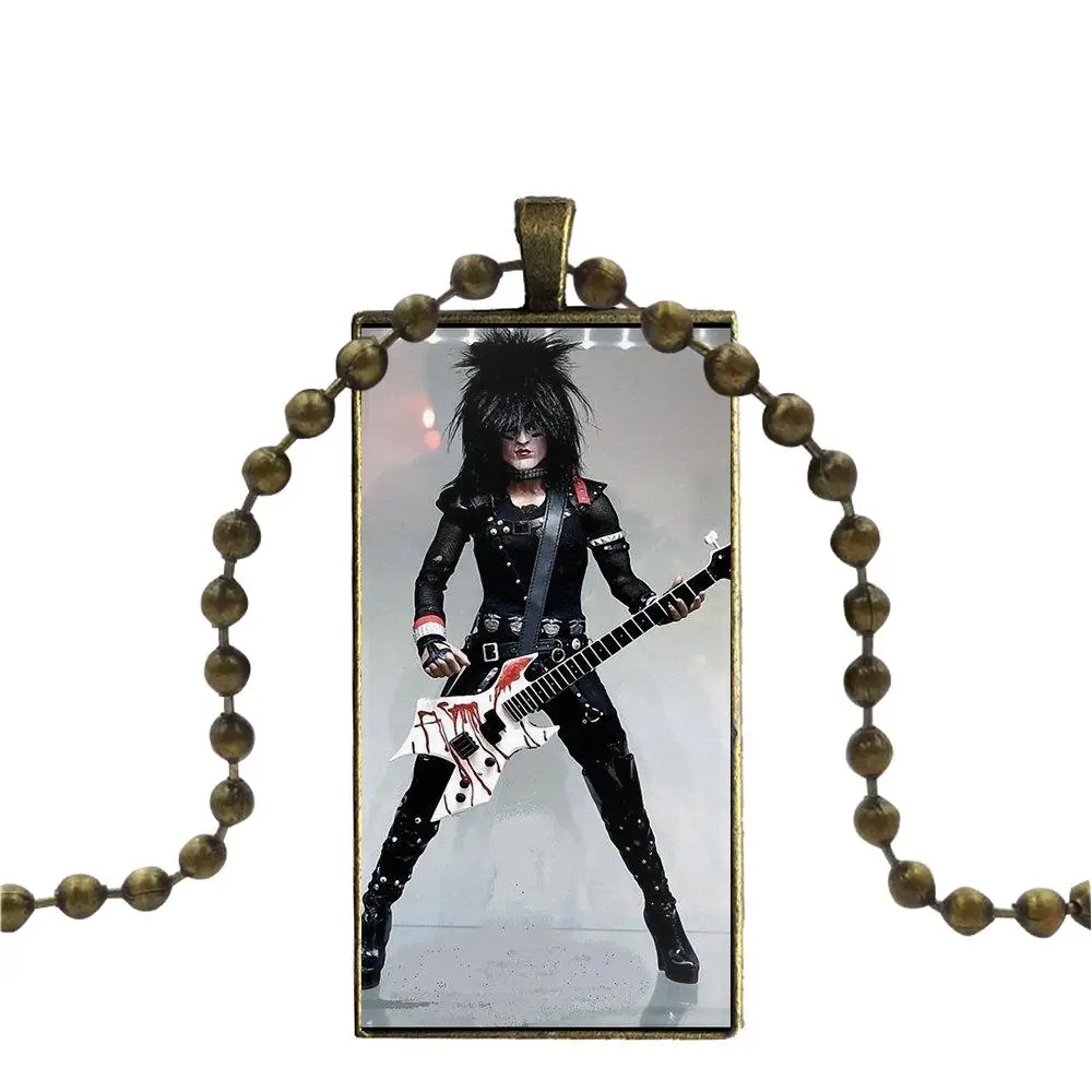 as picture EJ глазури для Для мужчин Для женщин с надписью Mötley Crüe Никки Сикс Стекло кулон Подвеска с изображением галактики Цепочки и ожерелья Для женщин бронза колье с покрытием ювелирные изделия - Окраска металла: as picture
