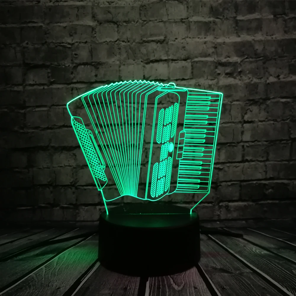 2018 Ночник светильник музыкальный инструмент аккордеон 3D USB светодиодный