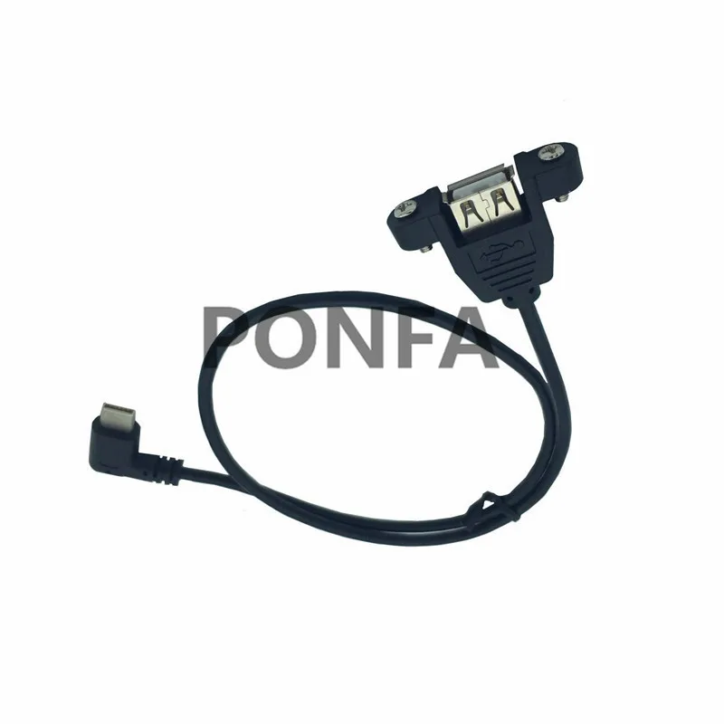 Реверсивный дизайн левый и правый под углом 90 градусов usb 3,1 usb-c type-c штекер USB 2,0 Женский кабель с отверстиями для крепления панели