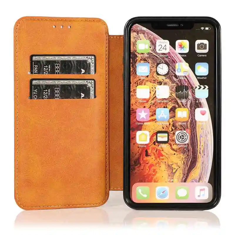 Магнитный чехол для iPhone 6 6s 7 8 Plus полностью из искусственной кожи закрытый