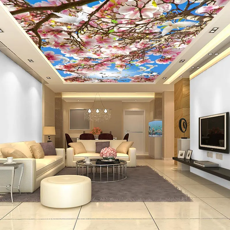 Потолочные обои 3 D розовый цветок фото небо фрески гостиная спальня утолщаются