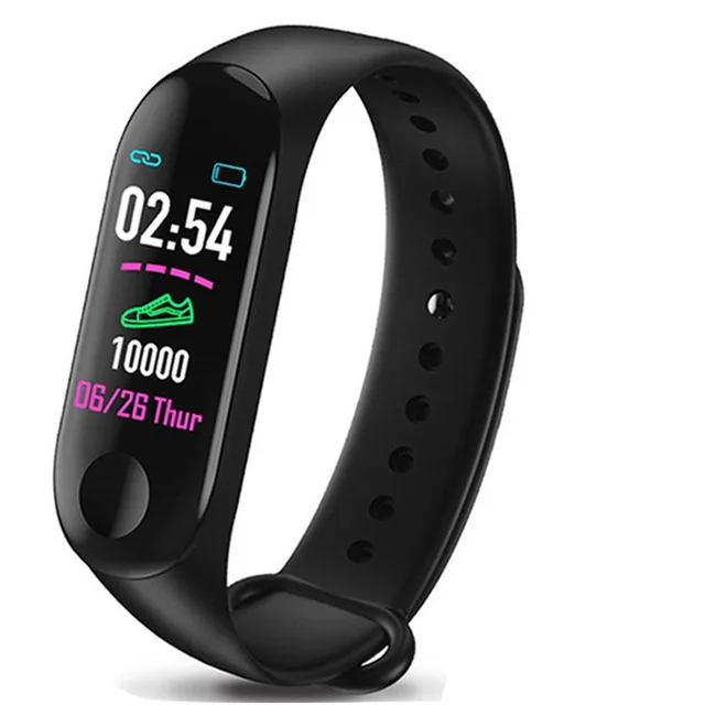 Black M3 Plus, умный Браслет, монитор сердечного ритма, смарт-браслет, часы, FitnessTracker, умный браслет с сменными ремешками, PK Honor 4 - Цвет: Black