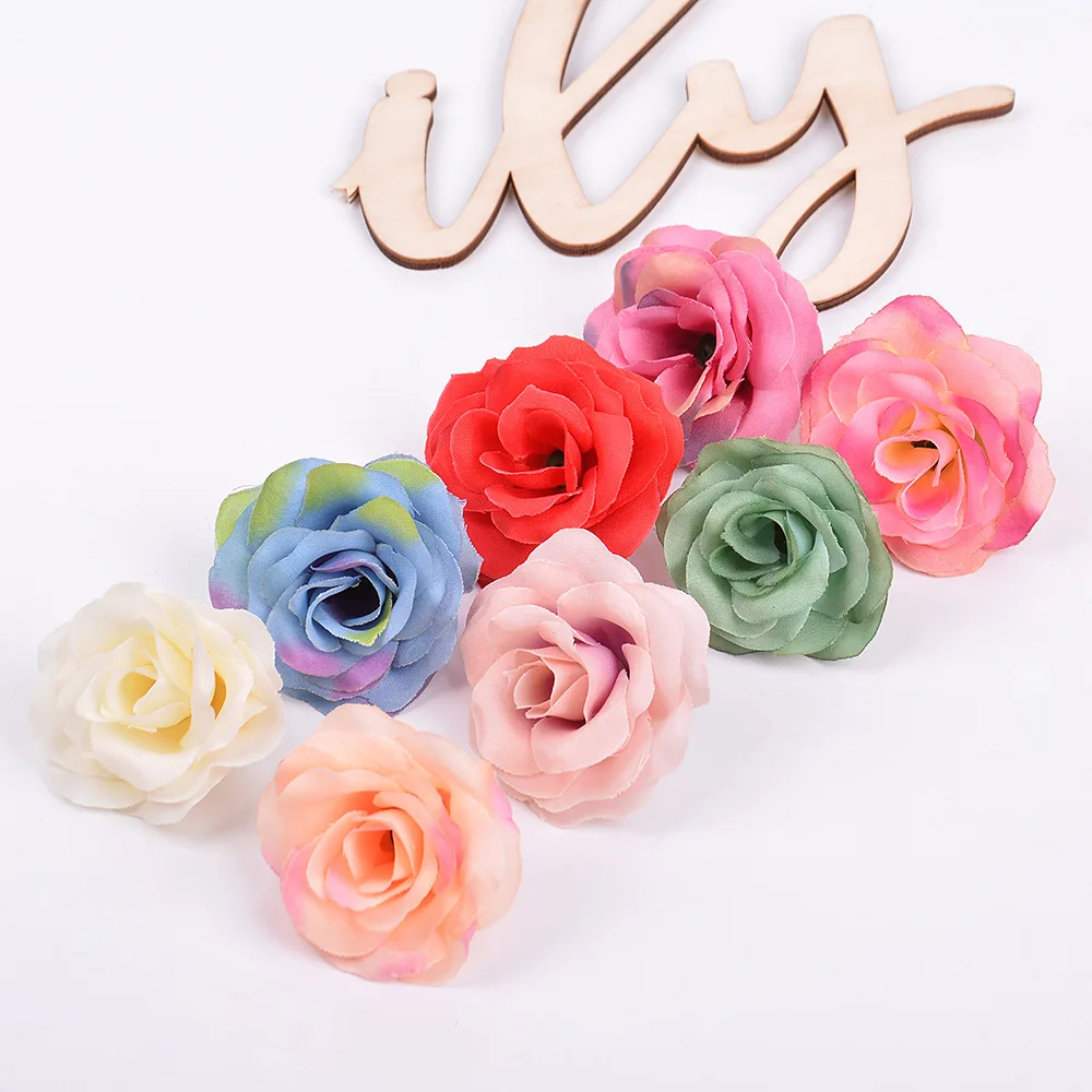 

100pcs/lot Artificial Rose Flower Heads 4.5cm Silk Flower DIY Ornament Floriculture Wedding Artificial Flower Accessory