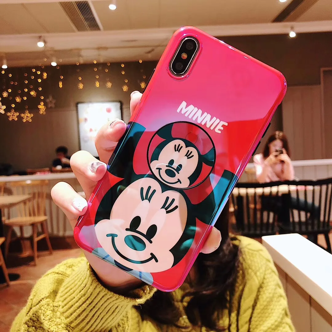 Милый Blu-Ray чехол для телефона с поддержкой Микки и Минни iphone 6 6s 7 8 Plus X XS MAX XR 2 в 1 Fundas