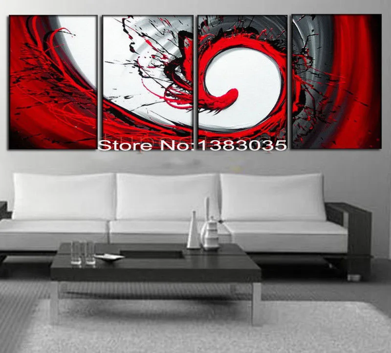 Летающая птица ручная роспись черный белый красный холст искусство масляная