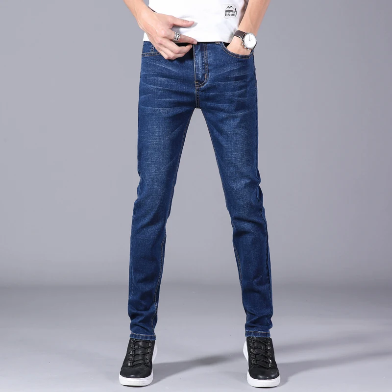 Мужские прямые брюки повседневные модные джинсы 2 цвета на выбор большие размеры