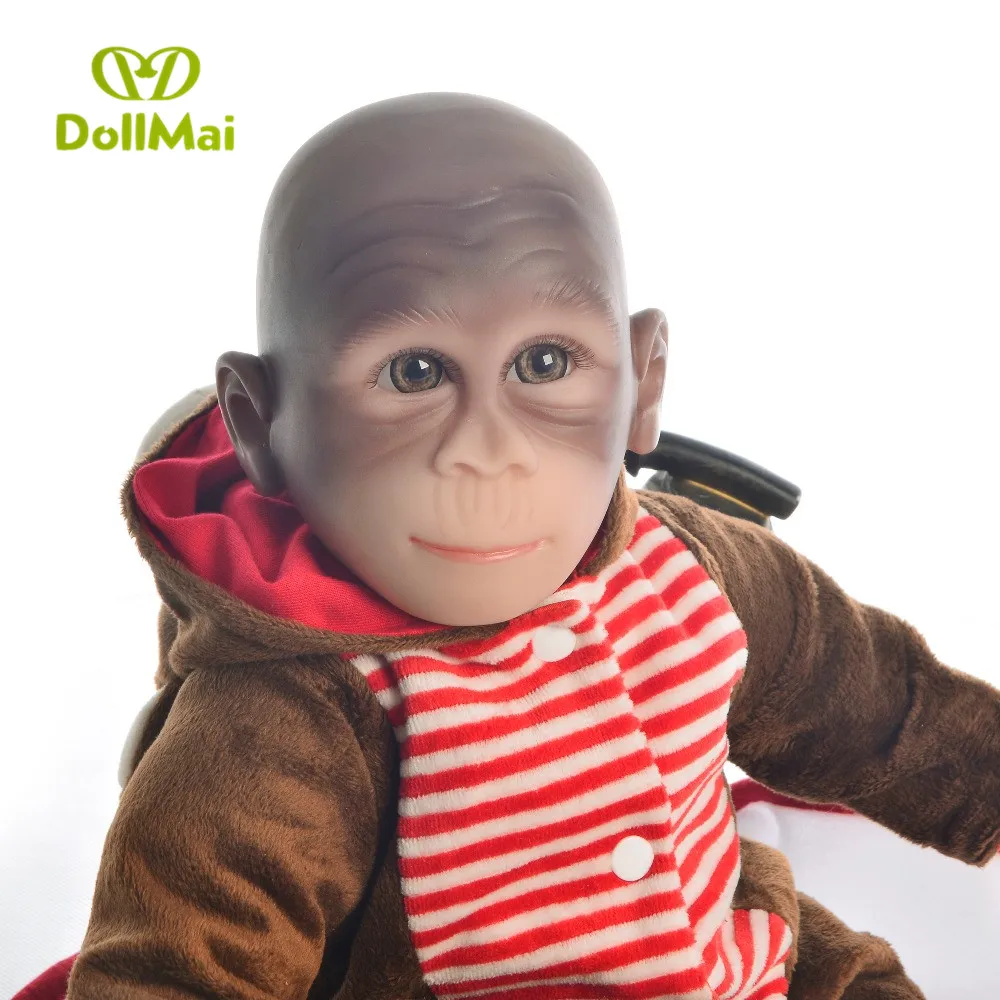 Macaco bonecas reborn 19 &quot46 см мягкие силиконовые куклы для новорожденных игрушки косплея
