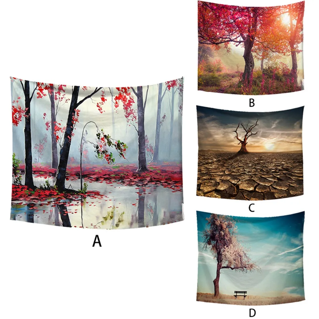 Энергичное Дерево Печать гобелен настенный психоделический живописный