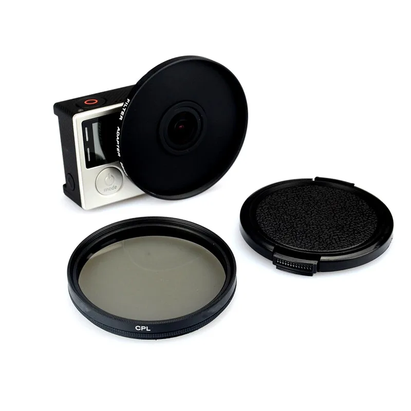 

52mm Alloy Adapter Ring + CPL Circular Polarizer Filter + Lens Cap Filtor Protector for Gopro Hero 3/3+/4