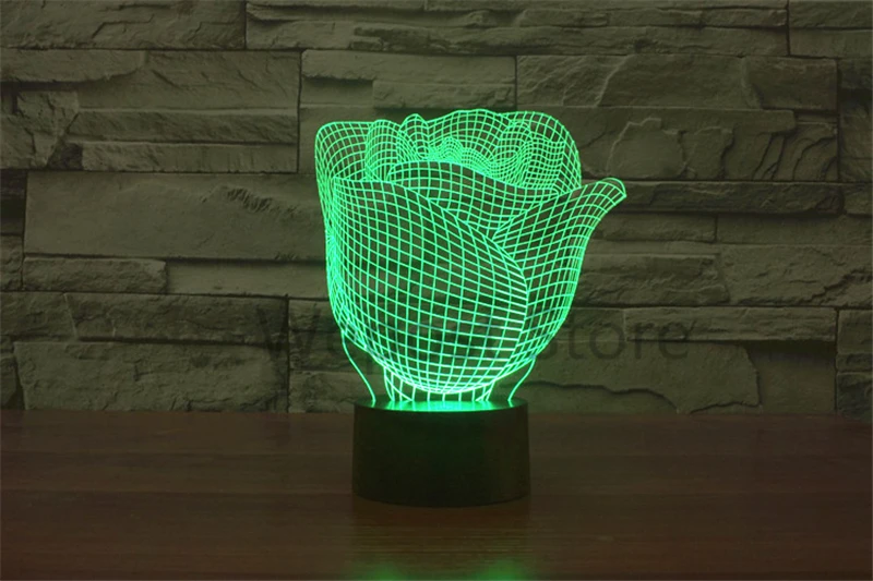 7 цветов меняющий цвет тюльпаны светодиодный ночник с 3D розами настольная лампа