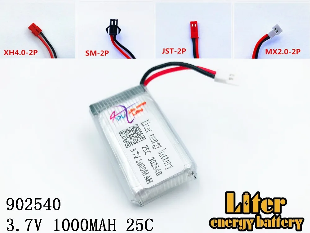 Аккумуляторная батарея 3,7 в 1000 мАч для Syma X5C X5SC X5SW M68 X5HC X5HW X400 X800, четырехосевая модель самолета 3,7 в, литий-полимерная батарея 902540