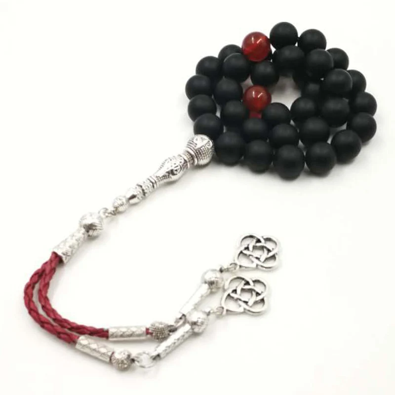 Мужской браслет матовый черный агат Tasbih турецкий стиль мусульманский Черный