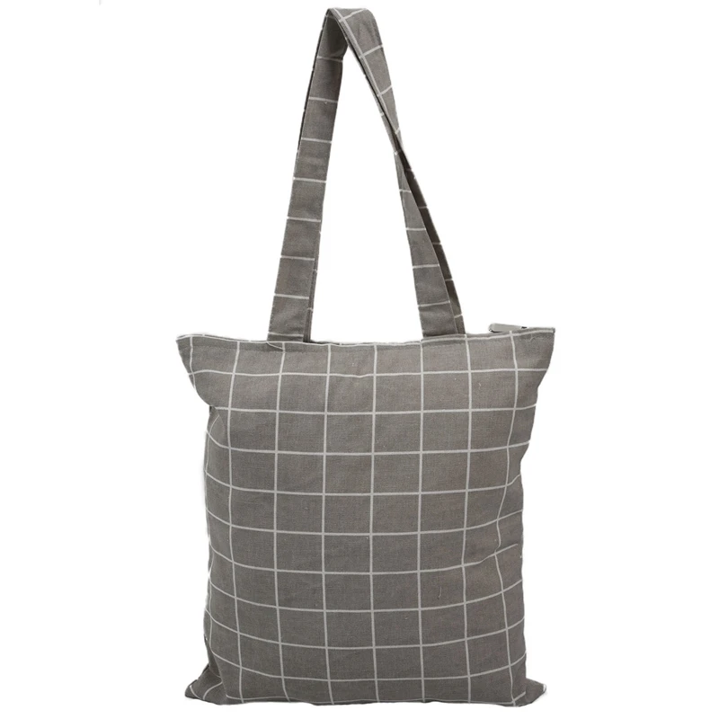 Женская Студенческая хлопковая + парусиновая модная клетчатая сумка тоут на