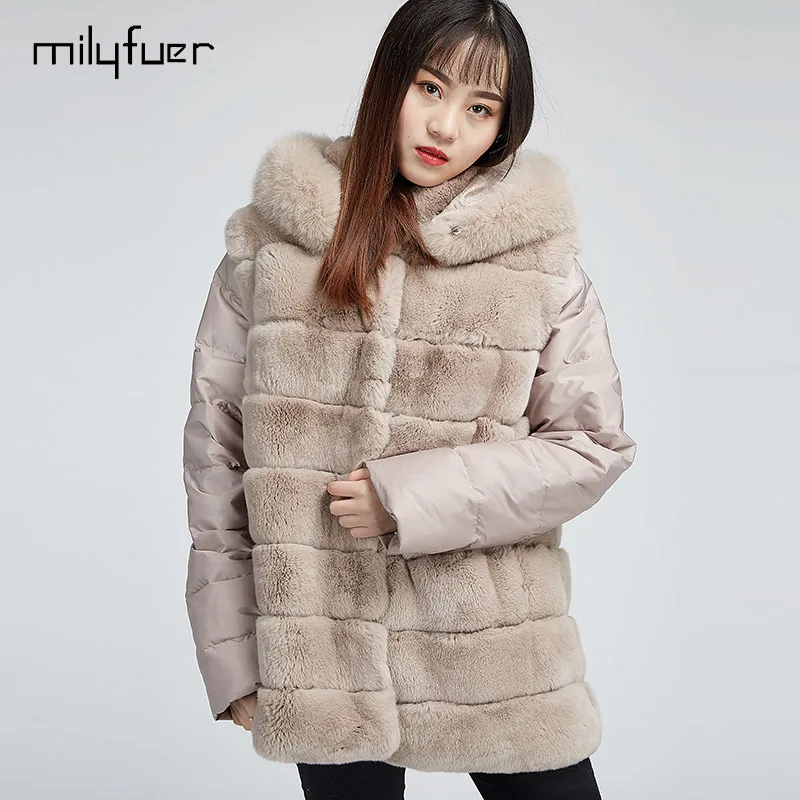 Milyfuer Новое поступление Кролик Мех животных Пальто для будущих мам Для женщин