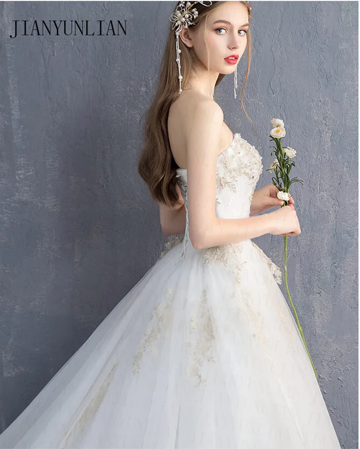 Модное роскошное свадебное платье с бисером 2019 кружевной отделкой свадебные