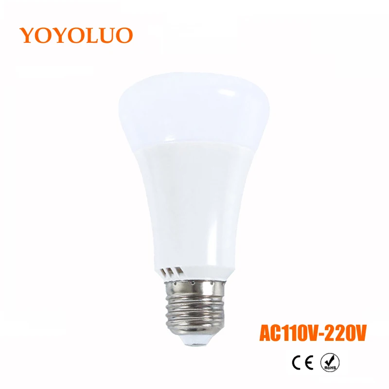 Реальная мощность Светодиодная лампа 5 Вт 7 9 12 B22 led E27 85 в 110 В 220 230 Теплый Холодный