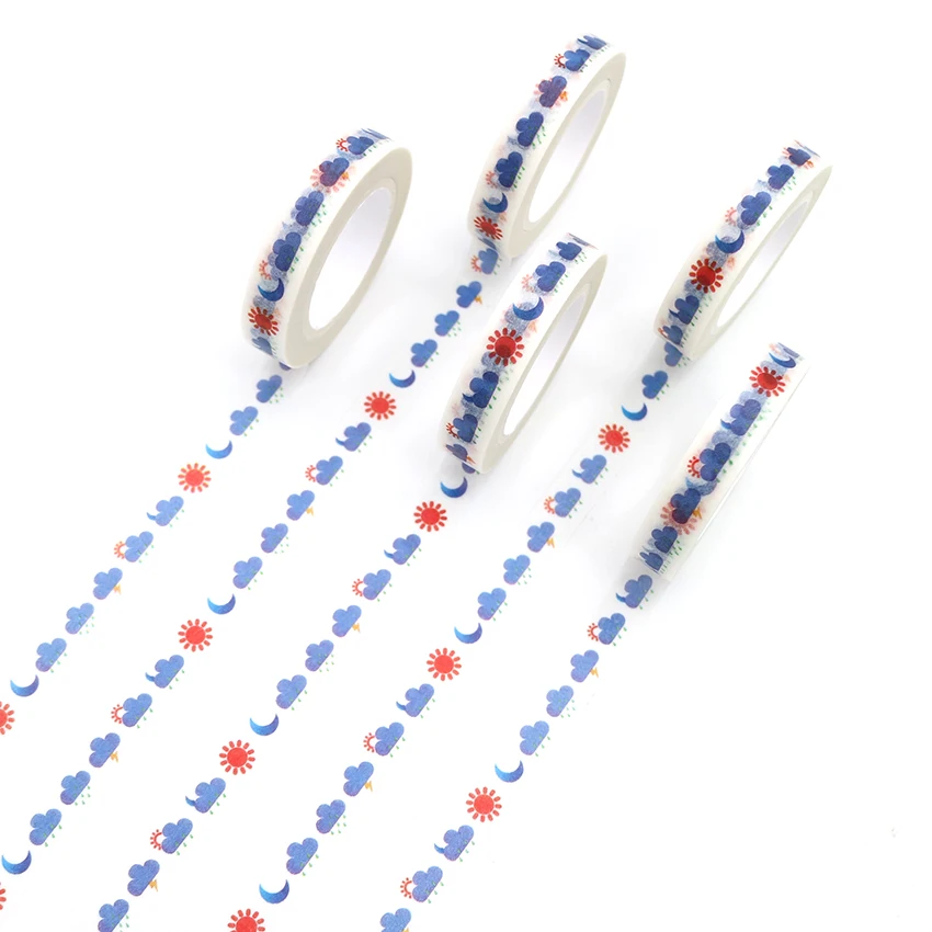 

1 PCS Creative Weather Washi Tape High Sticky Masking Tape Office Supply Hand Tear Adhesive Paper Tape DIY Book Diary