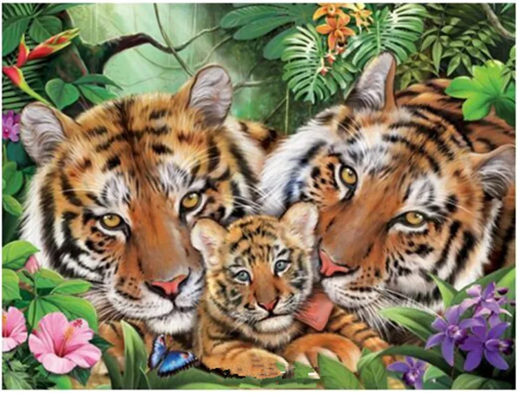Алмазная живопись с тиграми 5D сделай сам рукоделие алмазная вышивка крестиком