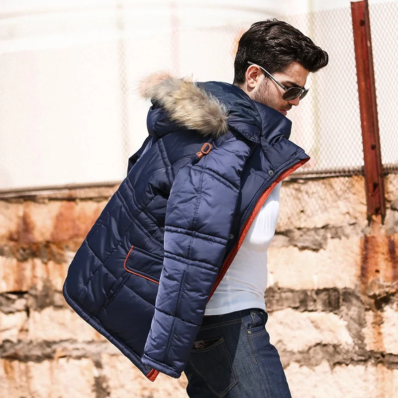 77City Killer Winter Warm Men Outerwear Thick Hooded Fur Collar Parka Male Coats Casual Long Sleeve Tactical for P0052 | Мужская одежда