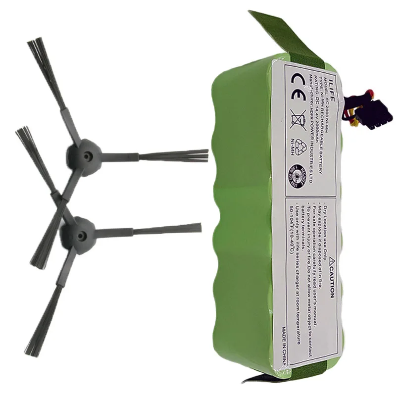 Пара боковых щеток + аккумулятор для kitel kt505 Haier T322 T321 T320 T325/Panda X500 X580/Ecovacs Mirror CR120/Dibea